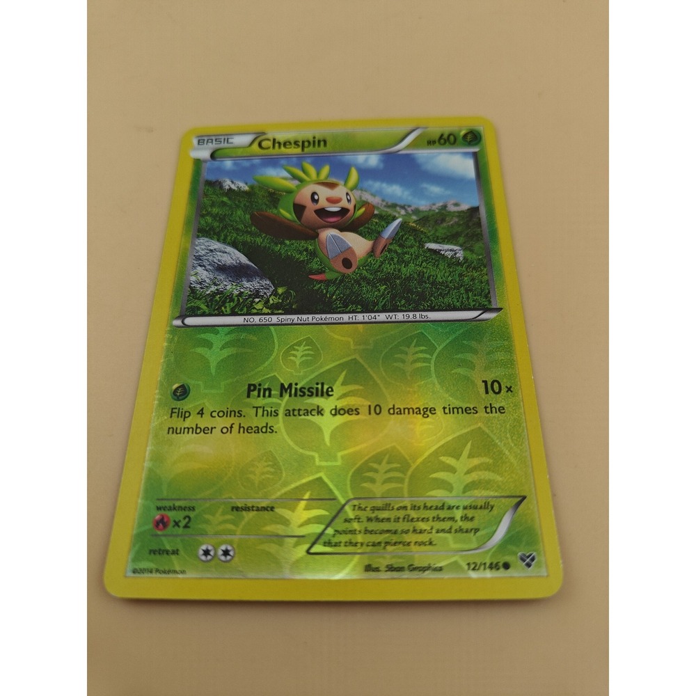 Pokemon Chespin 12/146 Reverse Holo XY Base Set LP TCG Card Rare